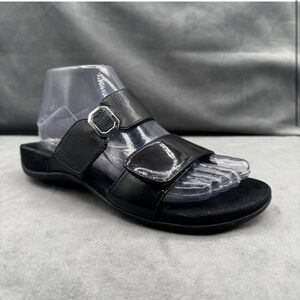 Vionic Camila Slide Sandals Women’s Size 7 Black Patent Leather Comfort Slip On